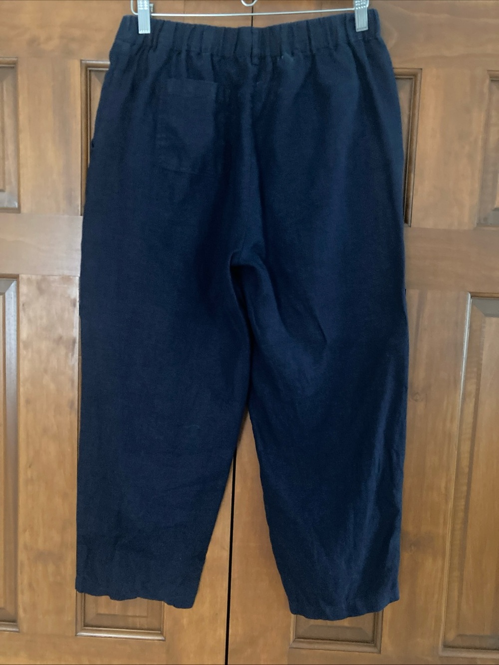 Quince linen Elastic Waist Navy Pants straight leg Womens medium - Picture 2 of 4